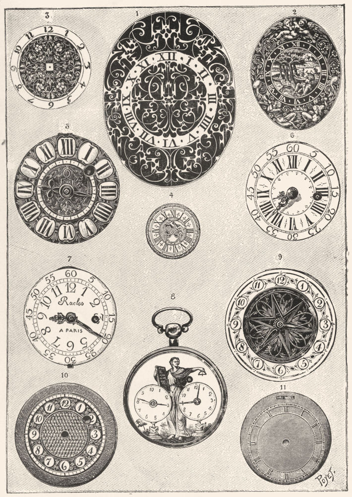 FRENCH WATCHES. Dials of French watches of 16th and 19th Centuries 1907 print